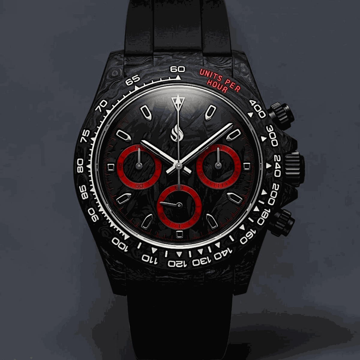 Seitona Mod Black Red Full Carbon Fiber Stealth Watch - Modtime Creations