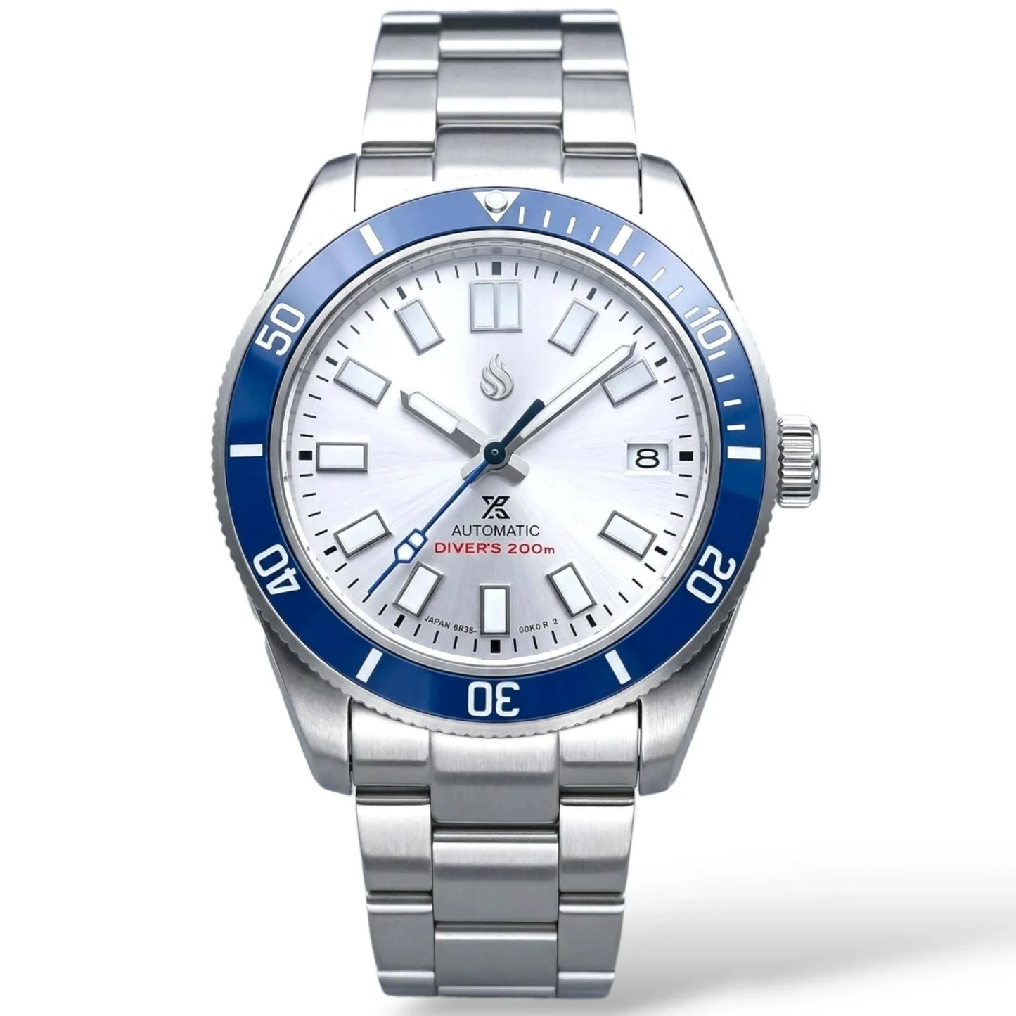 Seiko Mod watches Tudor Pelagos submariner fusion with Blue Bezel and white dial built by Modtime Creations 