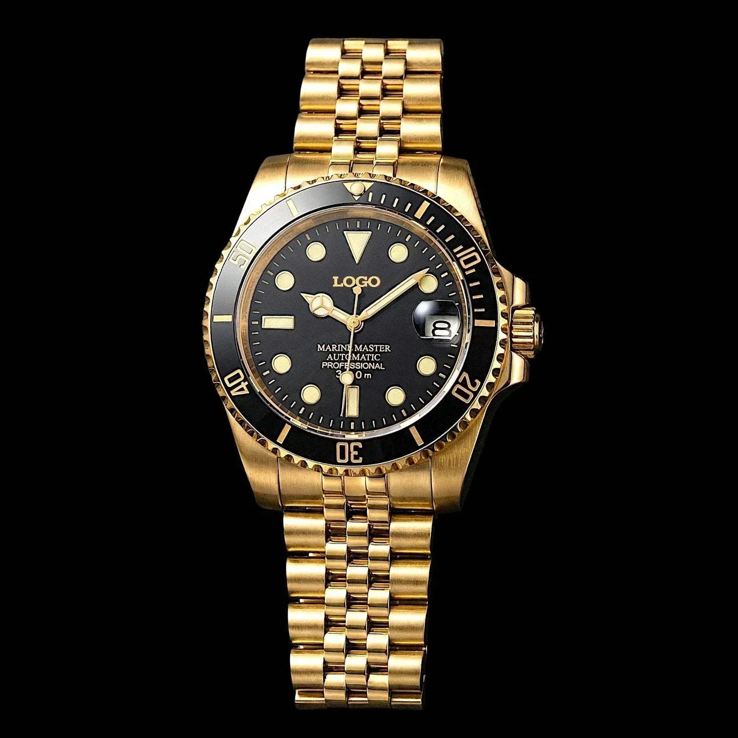 SeikMariner Black Gold 40mm luxury Seiko mod diver watch with NH35 automatic movement and sapphire crystal