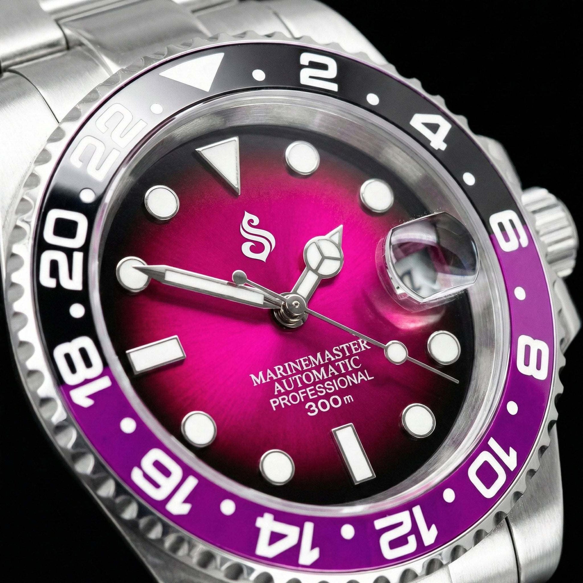 Seiko Mod Submariner Joker " Mod Series - Fuchsia Purple Dial - Modtime with NH35 automatic movement