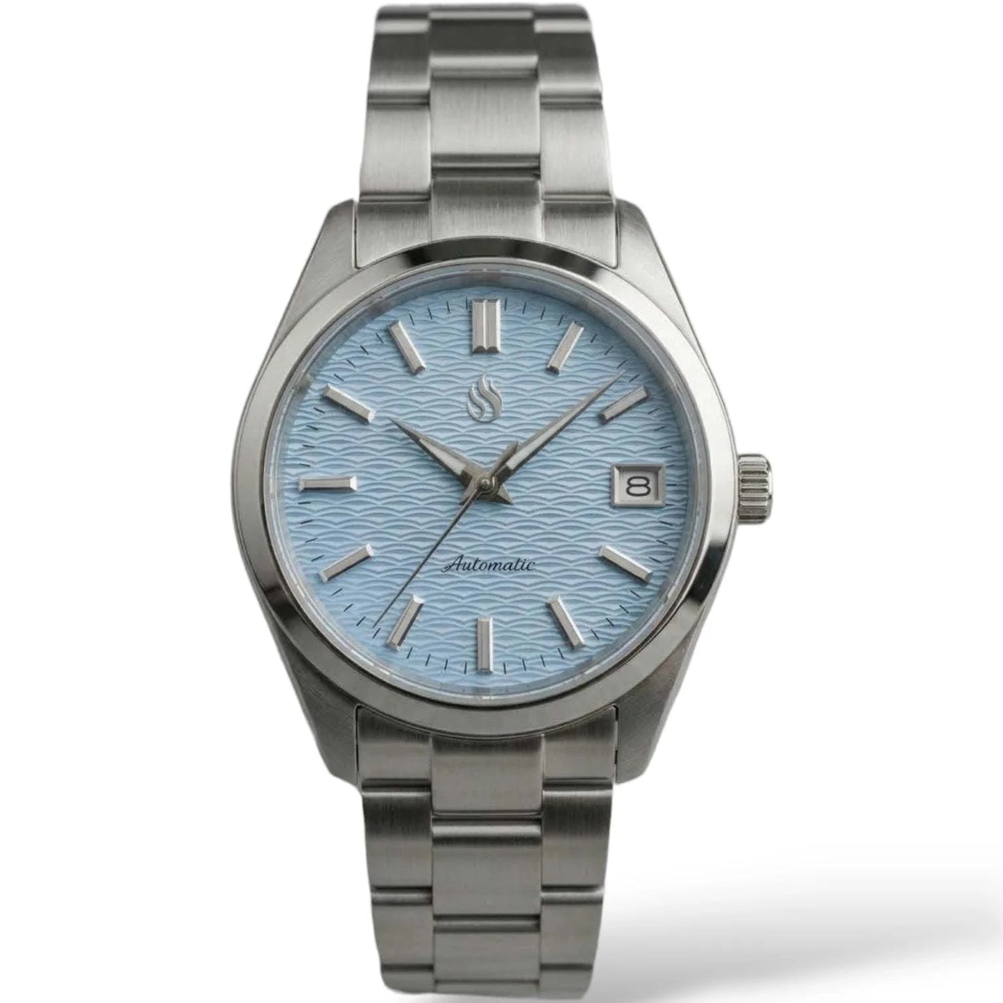 Seiko Mod Watch Silver light blue wave dial Datejust by Modtime Creations