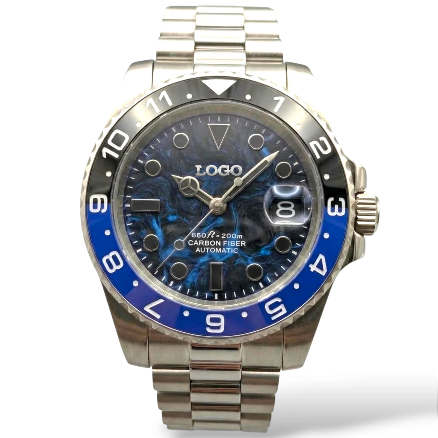SeikMariner  "Black Blue Carbon Fiber" Mod Watch Diver Series - Modtime Creations