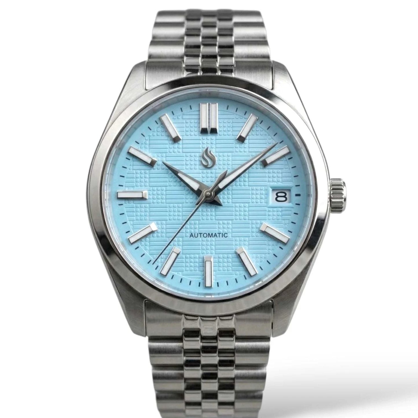 Date Window Silver Tiff Blue Checkered Dial Mod Watch - Modtime Creations
