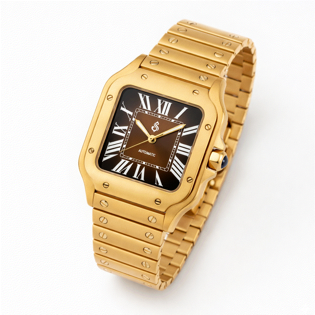 Santeiko gold case Seiko Mod watch with chocolate dial and stainless steel bracelet by Modtime