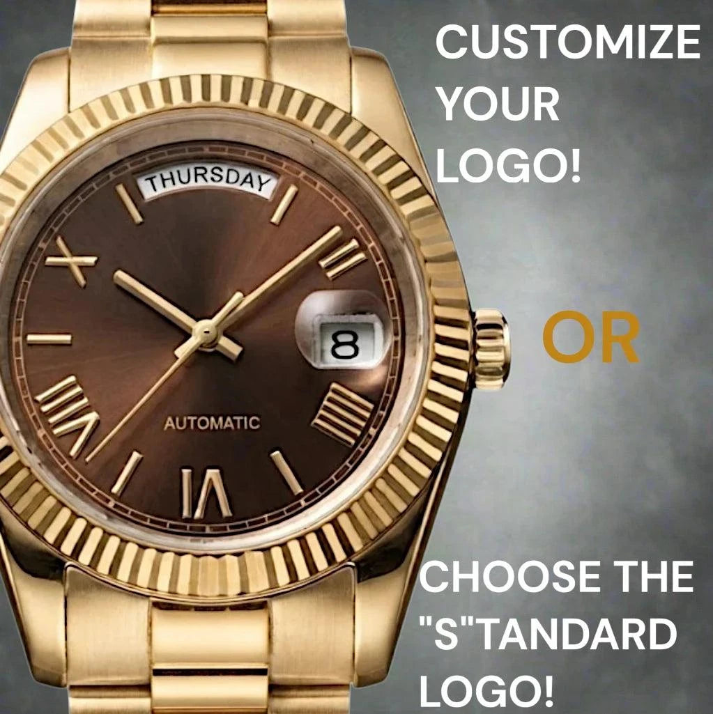 Seiko Mod DayDate watch with gold chocolate Roman numerals dial by Modtime Creations