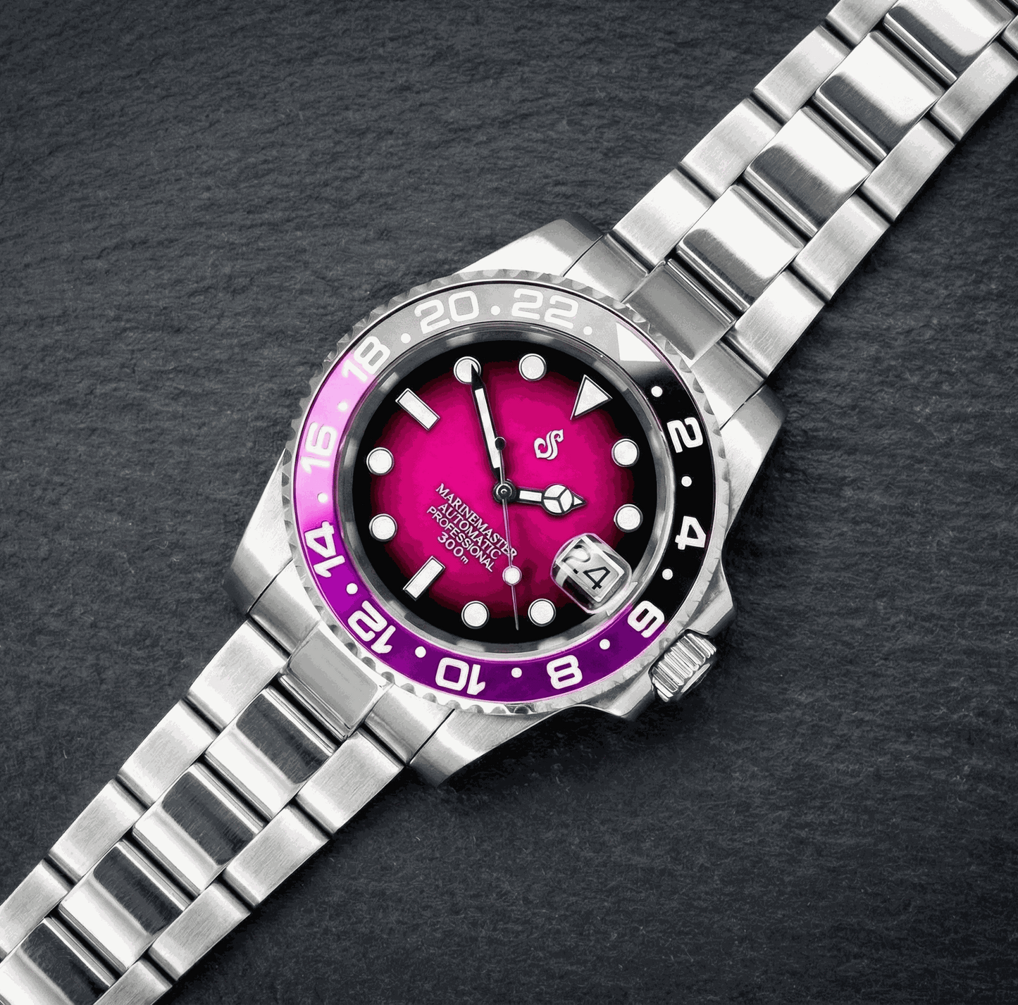 Seiko Mod Submariner Joker " Mod Series - Fuchsia Purple Dial - Modtime with NH35 automatic movement
