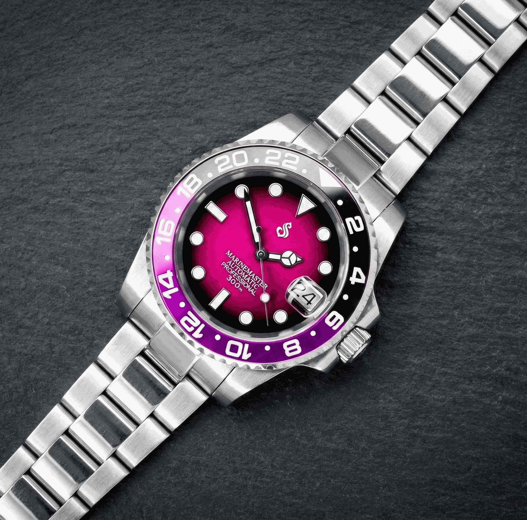 Seiko Mod Submariner Joker " Mod Series - Fuchsia Purple Dial - Modtime with NH35 automatic movement