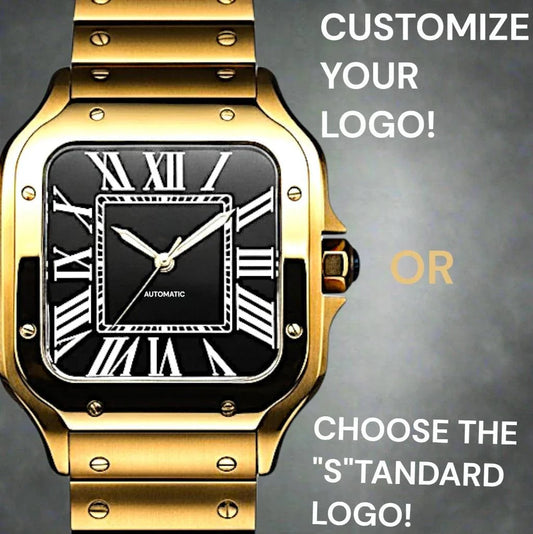 Santeiko gold case Seiko Mod watch with black dial and stainless steel bracelet by Modtime Creations