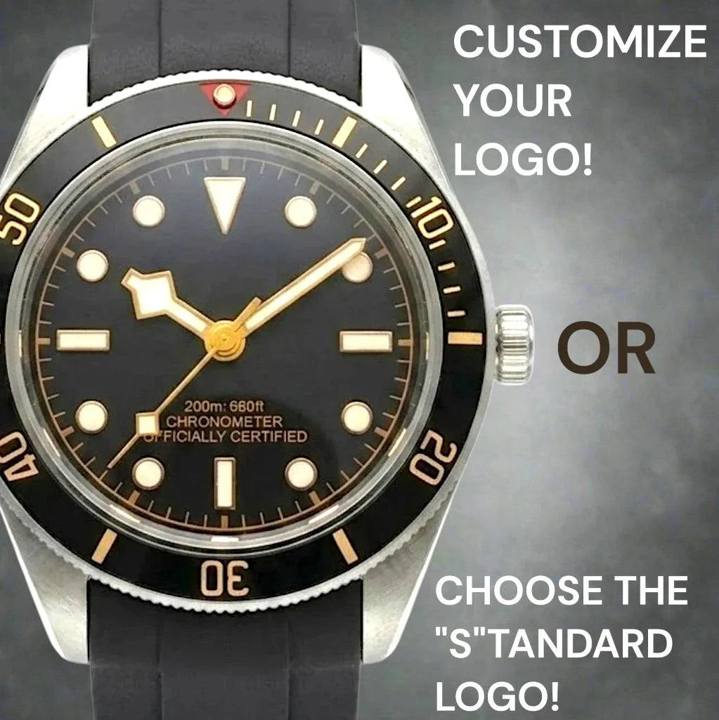 Vintage 39 MM Gold Black Diver Watch Mod Watch Series - Modtime Creations