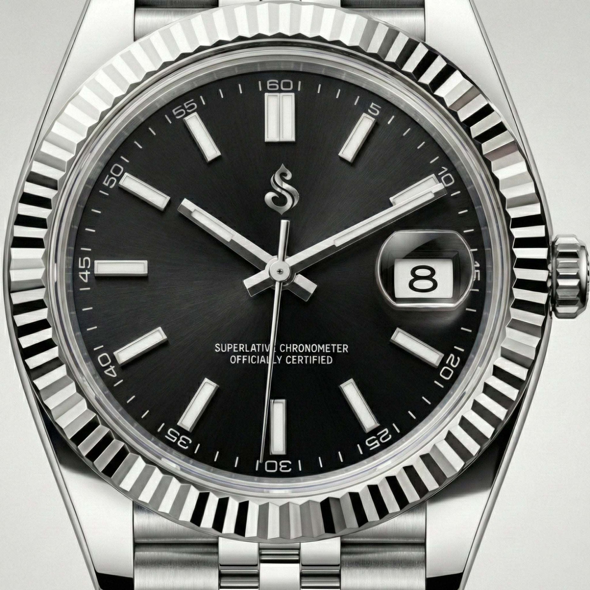 SeikJust black dial Seiko mod with date window and sapphire crystal by Modtime Creations