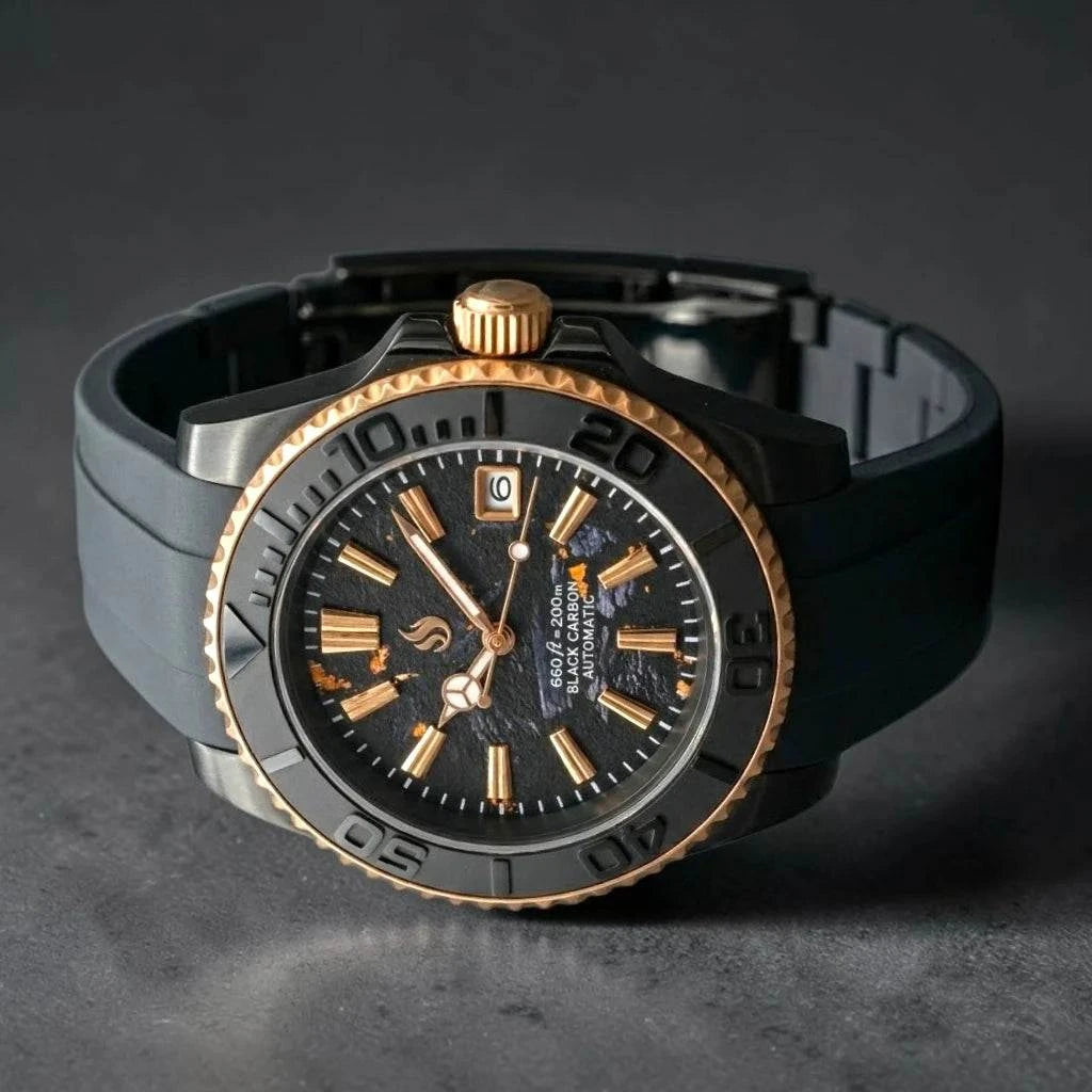 Seikmaster "GS Black Gold Carbon Fiber" Mod Watch - Modtime Creations