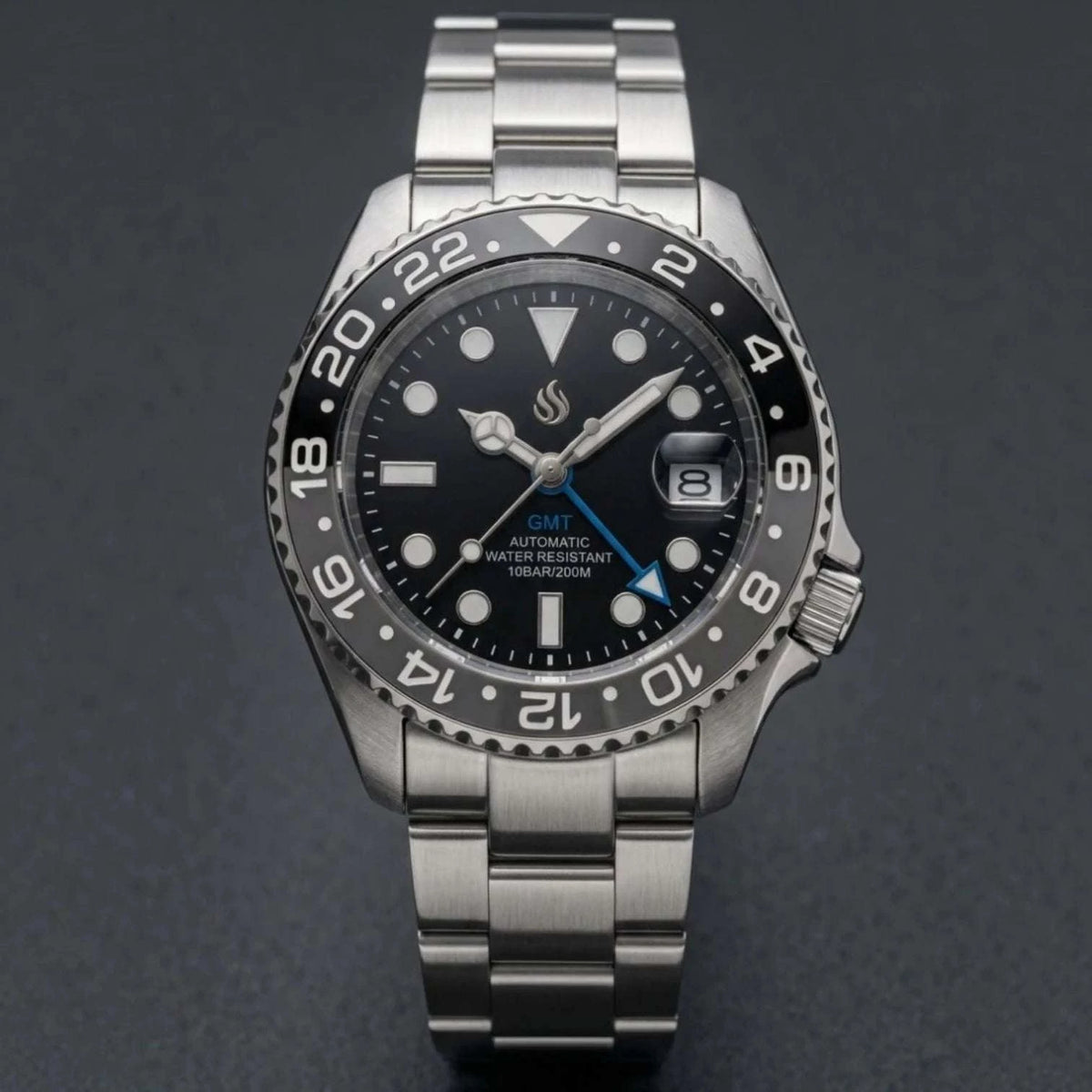 SeikMariner 42 MM SKX Black Grey " B Wayne" GMT Mod Watch Series - Modtime Creations