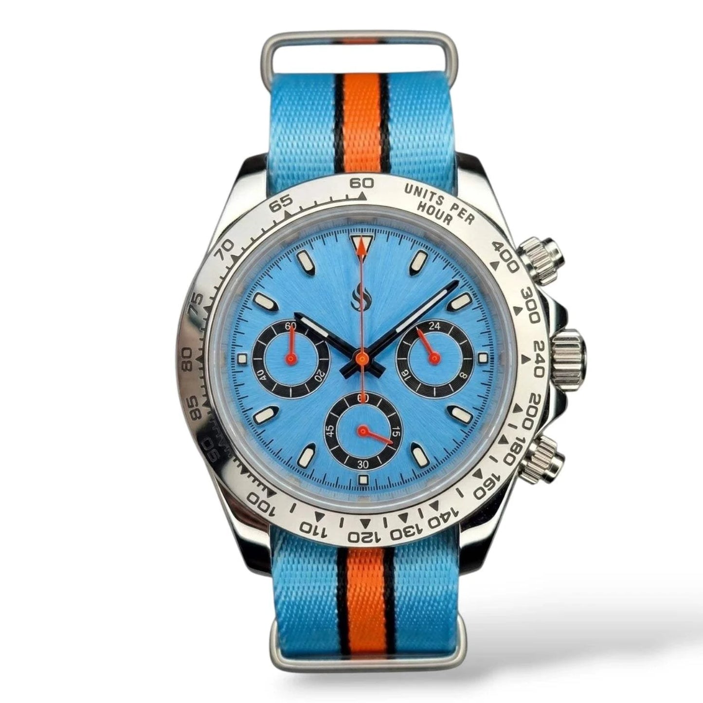 Seitona Light Blue Platinum "Racing" Mod Watch - Modtime