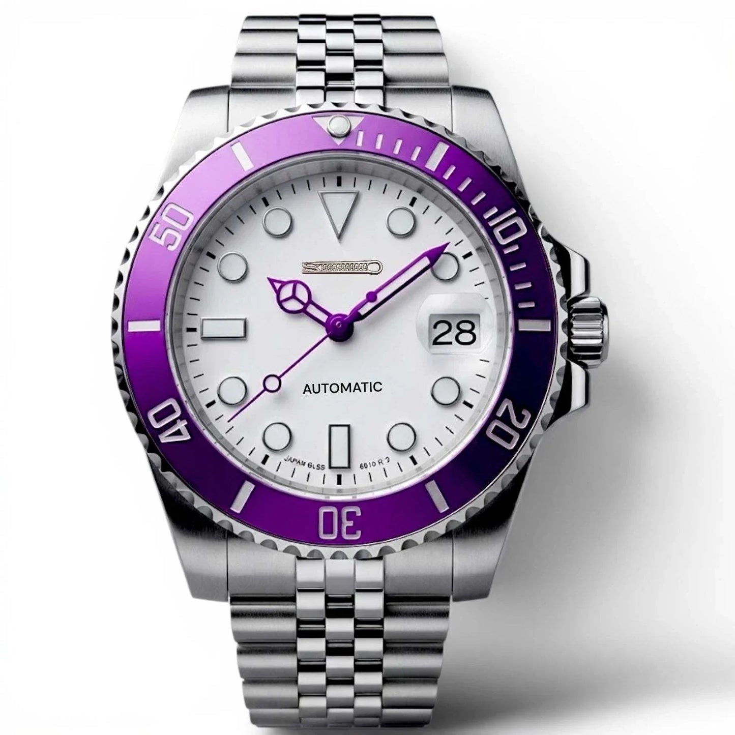 Seiko Mod Submariner Purple White Joker Seiko Mod luxury diver watch with NH35 automatic movement and sapphire crystal