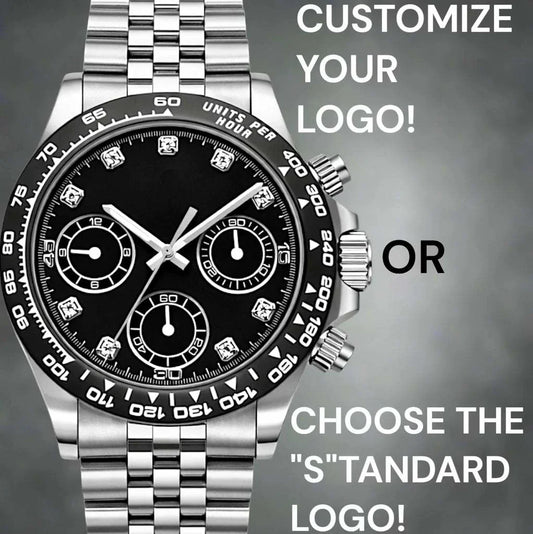 Seiko Mod Seitona luxury watch with black diamond dial and silver stainless steel case