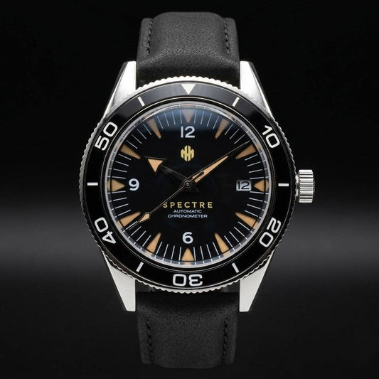 Seiko Mod Spectre 007 Bond homage black dial wristwatch with NH35 movement and stainless steel case