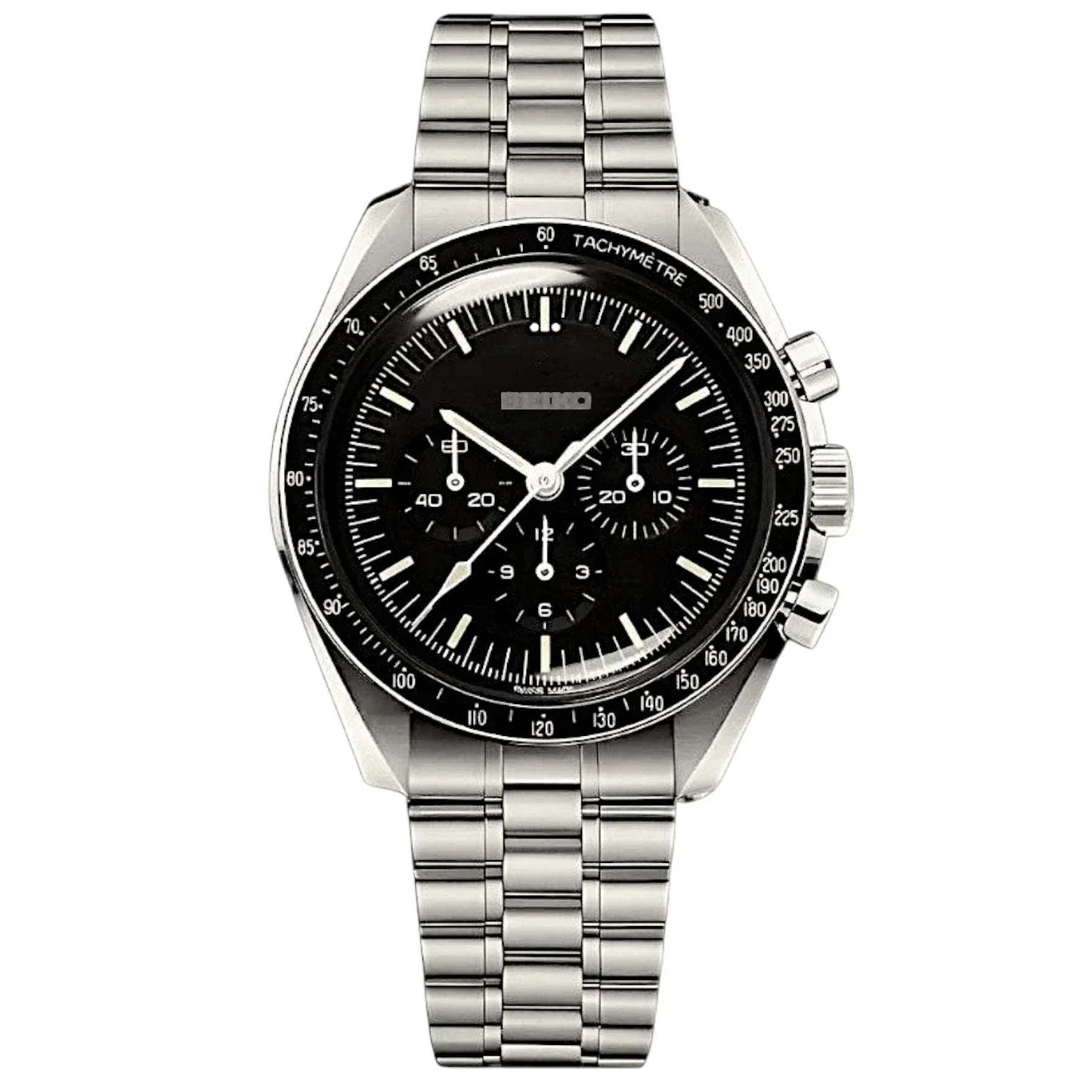 SeikSpeed Chronograph Diver Series black dial Seiko Mod watch with VK63 hybrid movement and stainless steel case