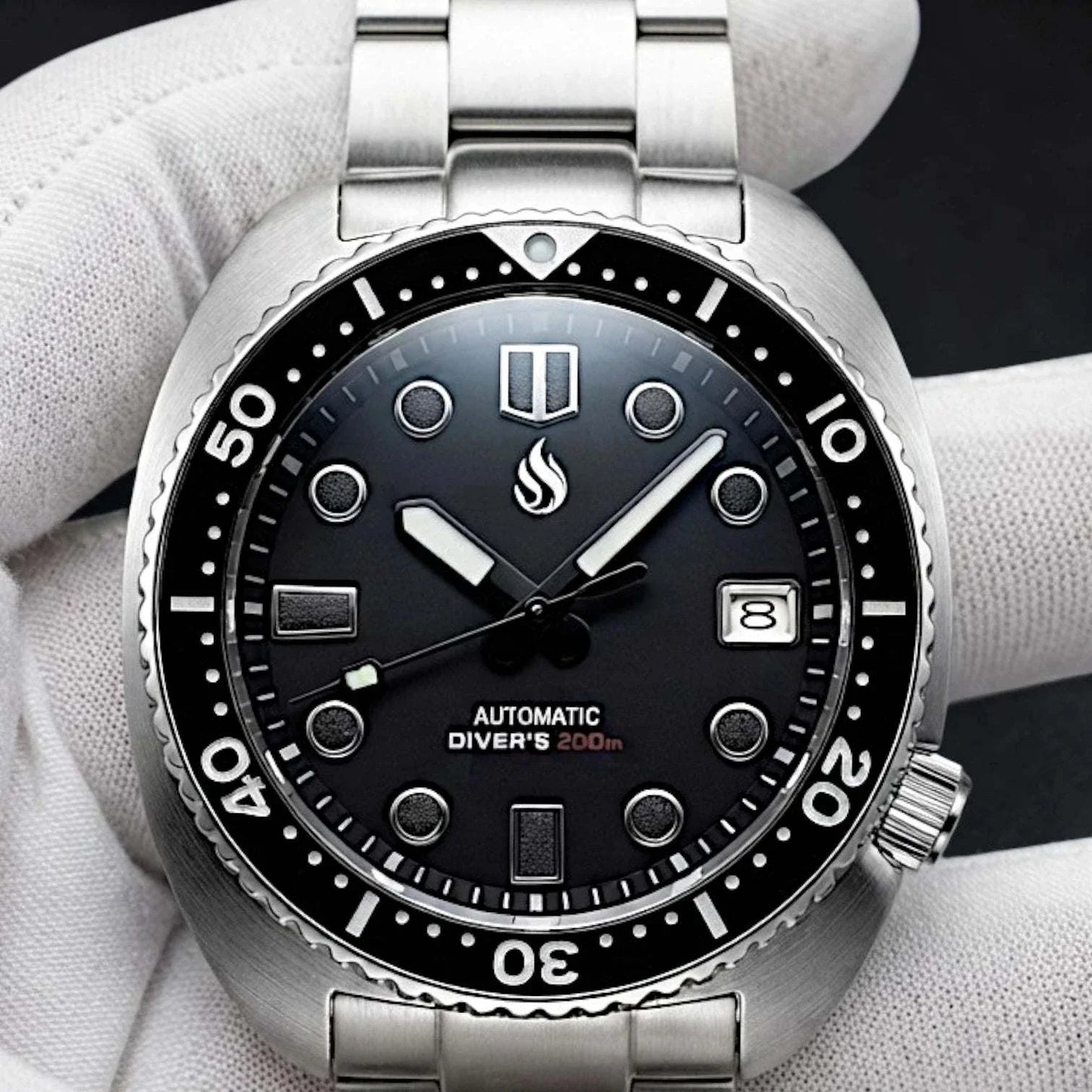 Seiko Mod Watch "Captain Willard" Turtle Case Black Dial built by Modtime Creations 