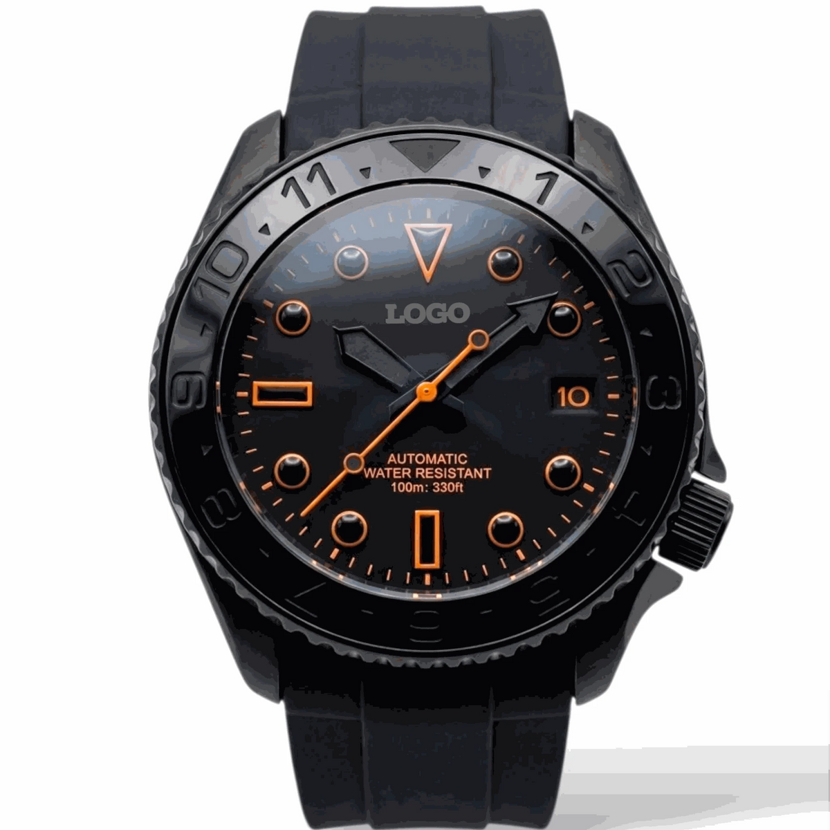 42MM SKX Black Orange Dial Stealth Diver Mod Watch - Modtime Creations