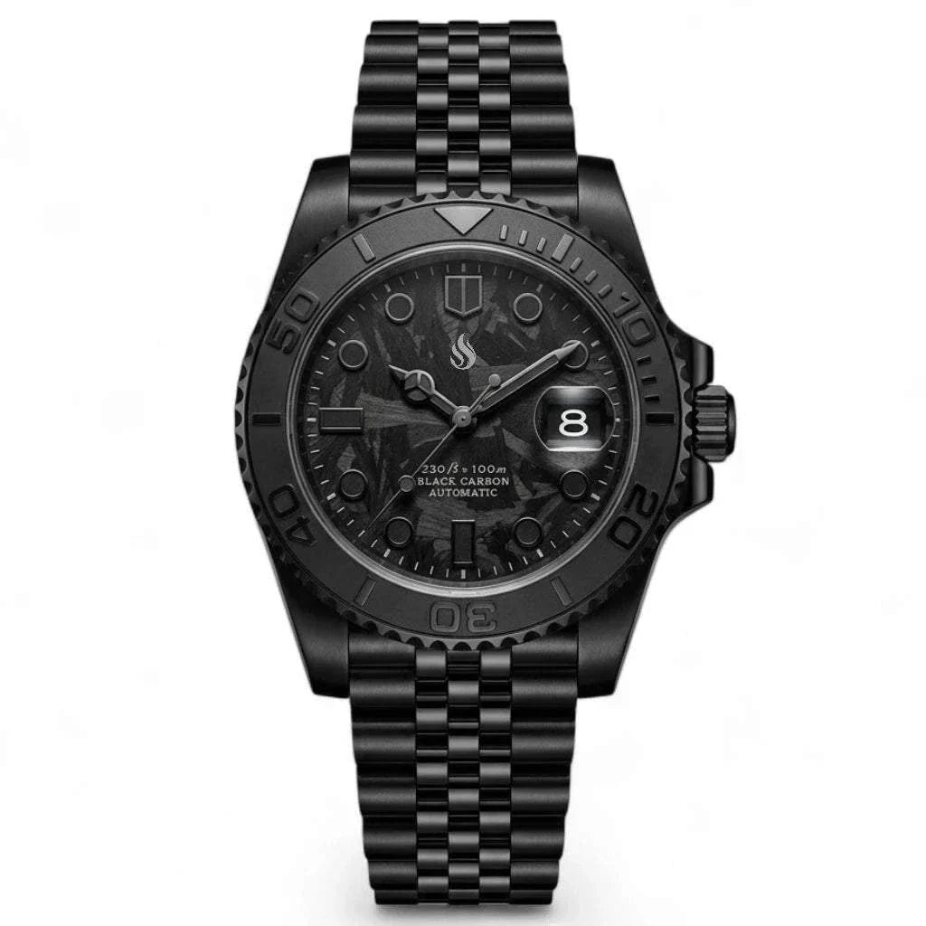 Seiko Mod Yachtmaster Black Carbon Fiber Stealth Diver - Modtime Creations