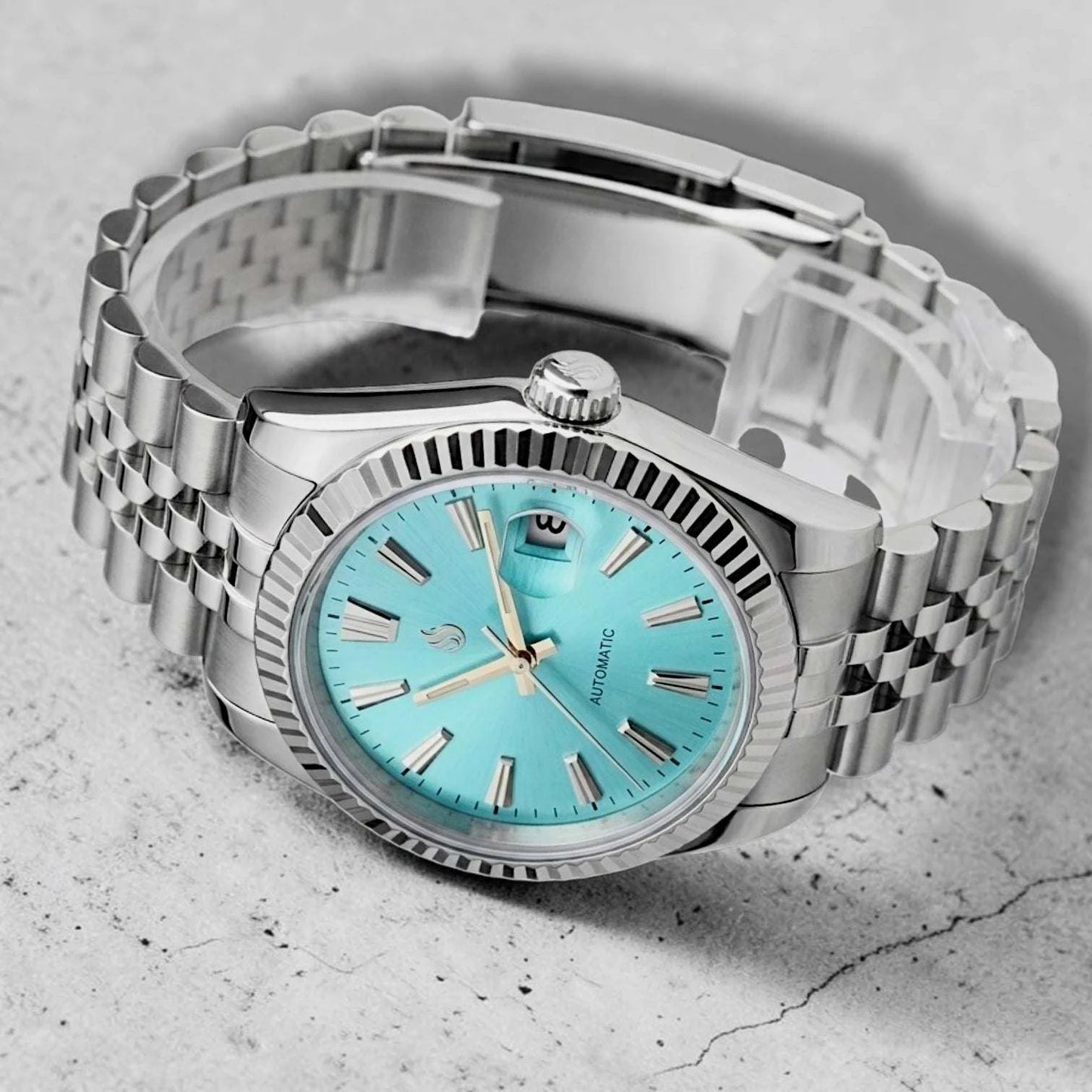 Seiko Mod Datejust Grand Seiko Tiffany Blue Dial Mod Watch built by Modtime Creations 