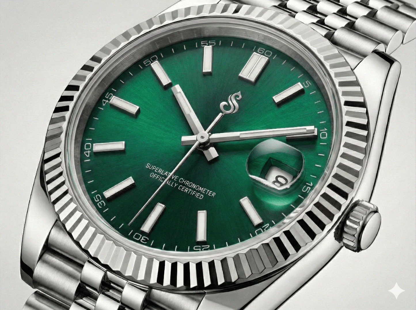 Seiko mod watch with emerald green dial and date window by Modtime Creations