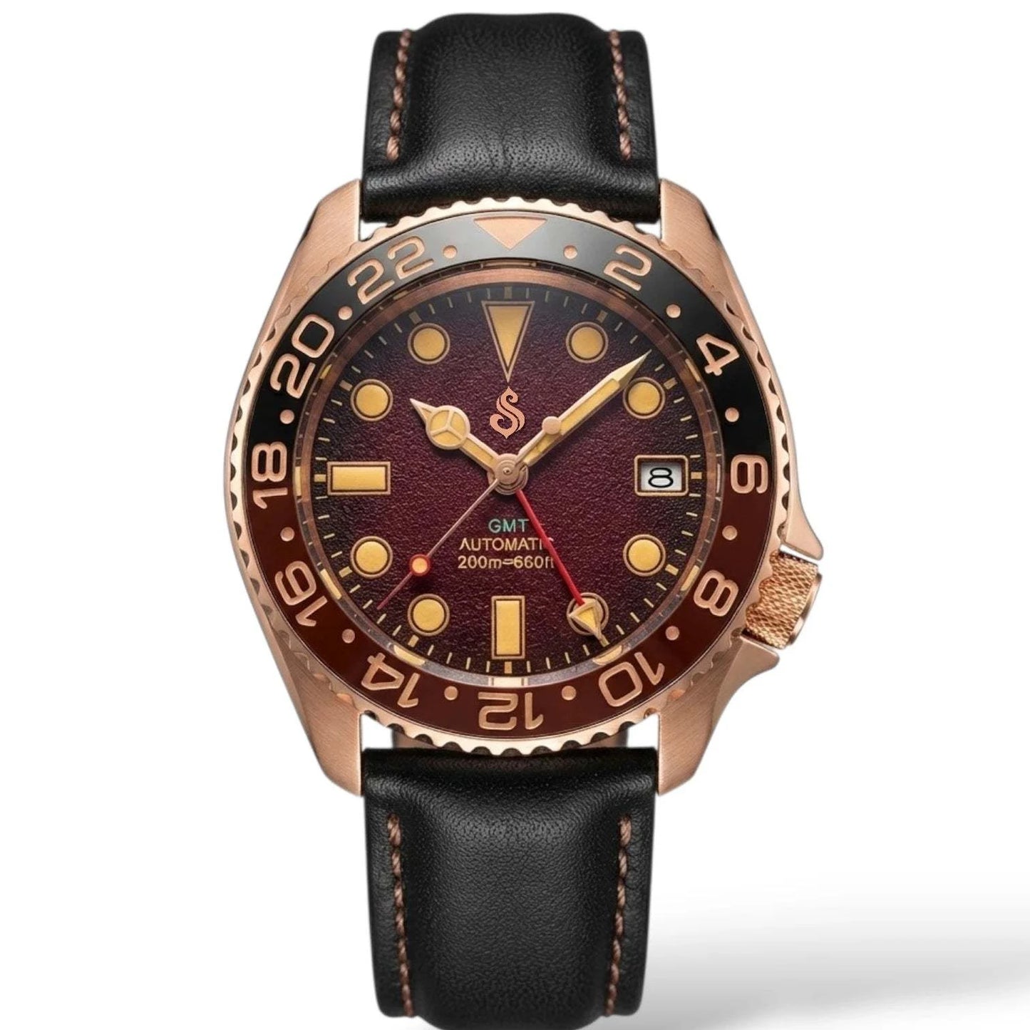 Seiko mod watches Rose Gold  SKX 42 mm Submariner GMT by Modtime Creations 