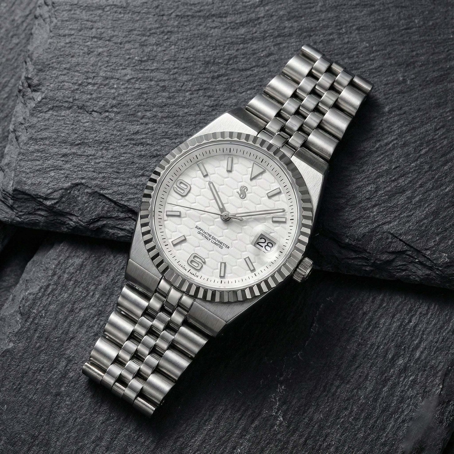 Seiko Mod white dial watch with date window by Modtime Creations