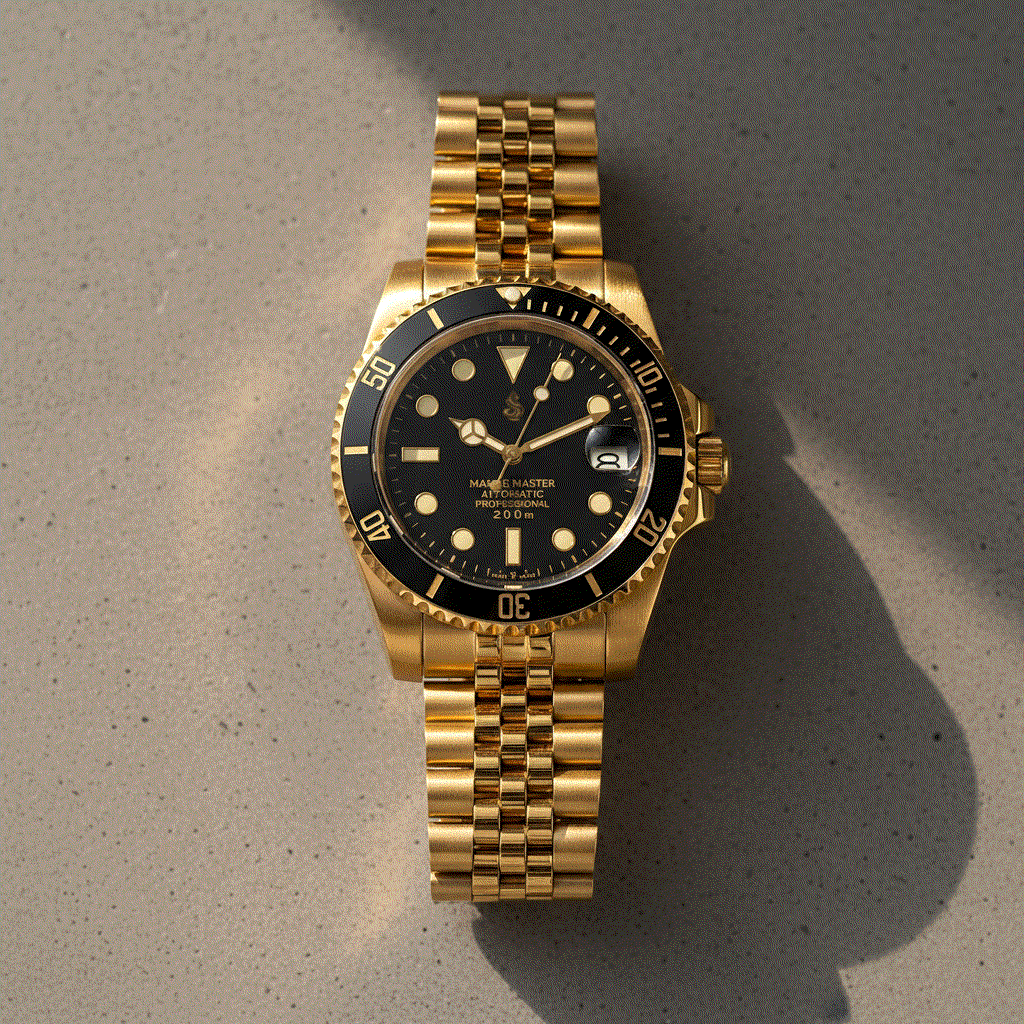 SeikMariner Black Gold 40mm luxury Seiko mod diver watch with NH35 automatic movement and sapphire crystal