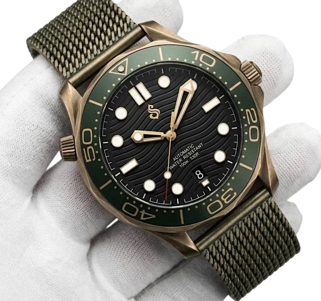Seiko Mod SeaMaster Bond 007 Black Dial Vintage Watch: Modtime Creations