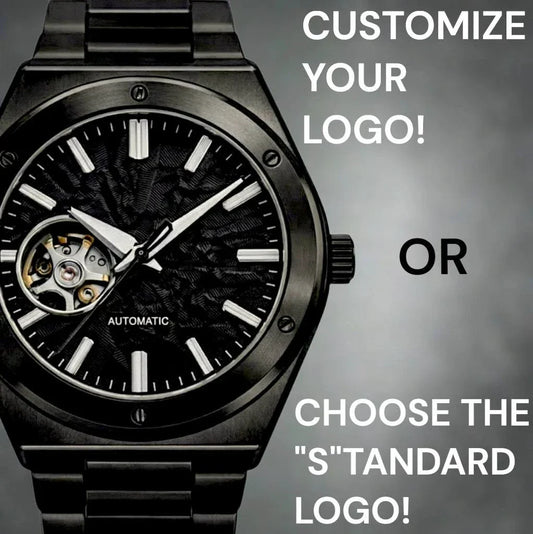 Seiko Mod luxury watch with midnight black open-heart dial and stainless steel case