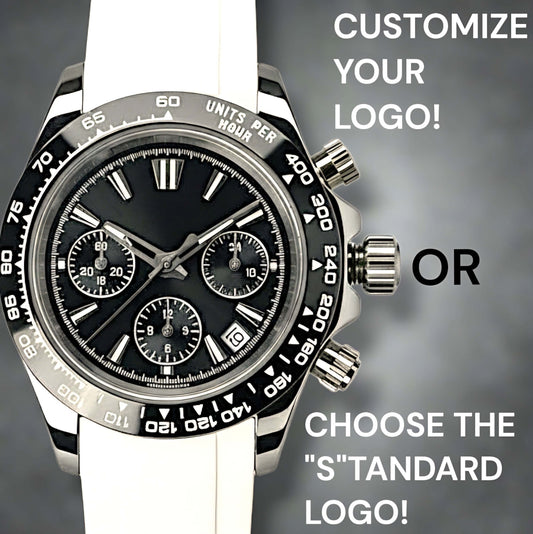 Grand Seitona Black Dial Seiko Mod chronograph watch with stainless steel bracelet