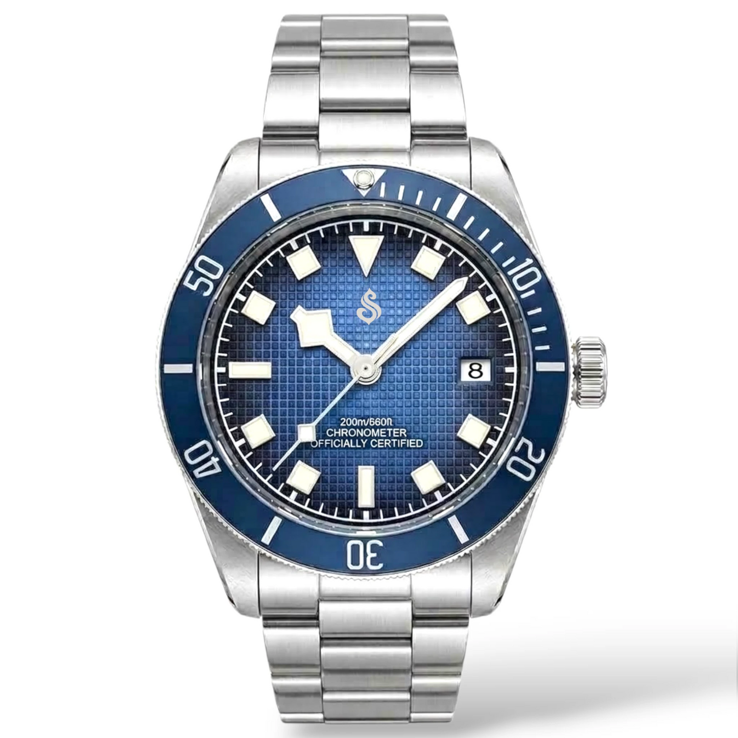 Vintage 39 MM Textured Blue Dial Mod Watch Series - Modtime Creations