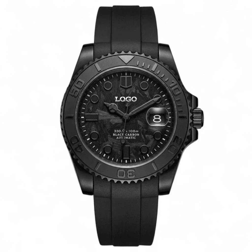 Seiko Mod Yachtmaster Black Carbon Fiber Stealth Diver - Modtime Creations