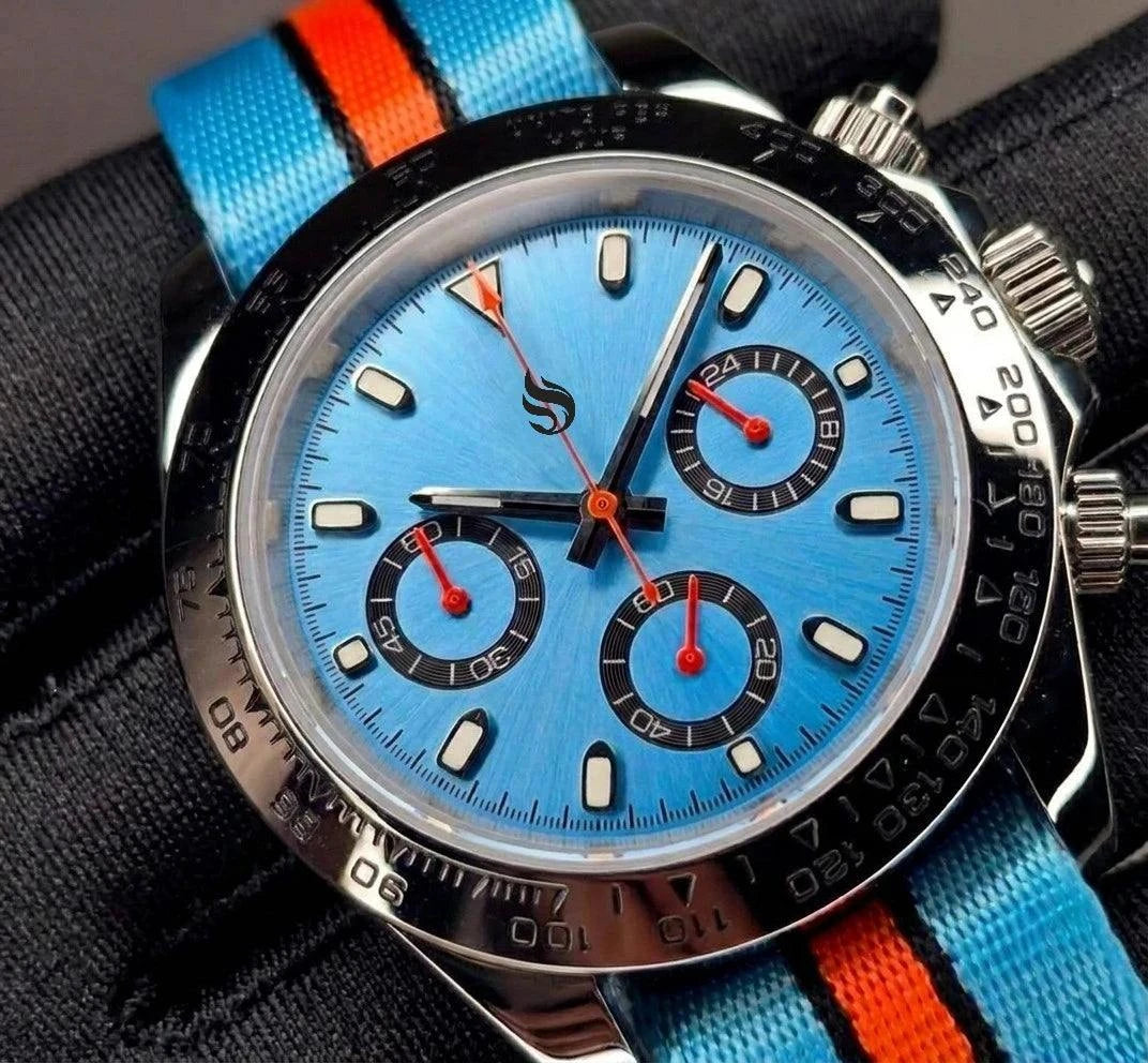 Seitona Light Blue Platinum "Racing" Mod Watch - Modtime