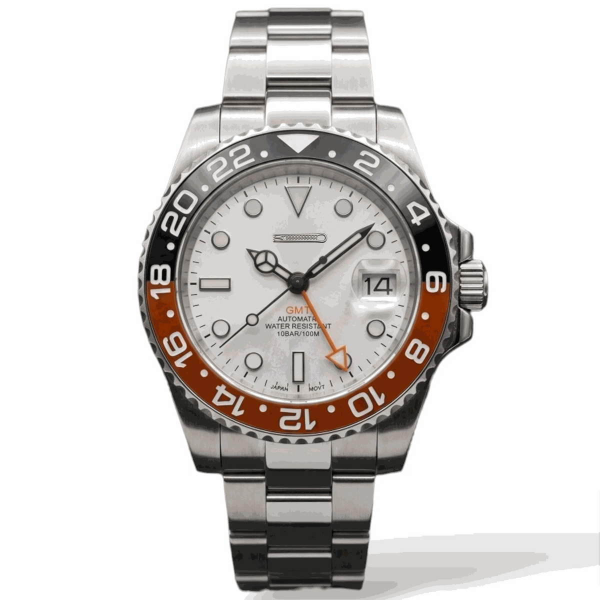 SeikMariner Silver GMT "Orange Black" Series Mod Watch - Modtime Creations