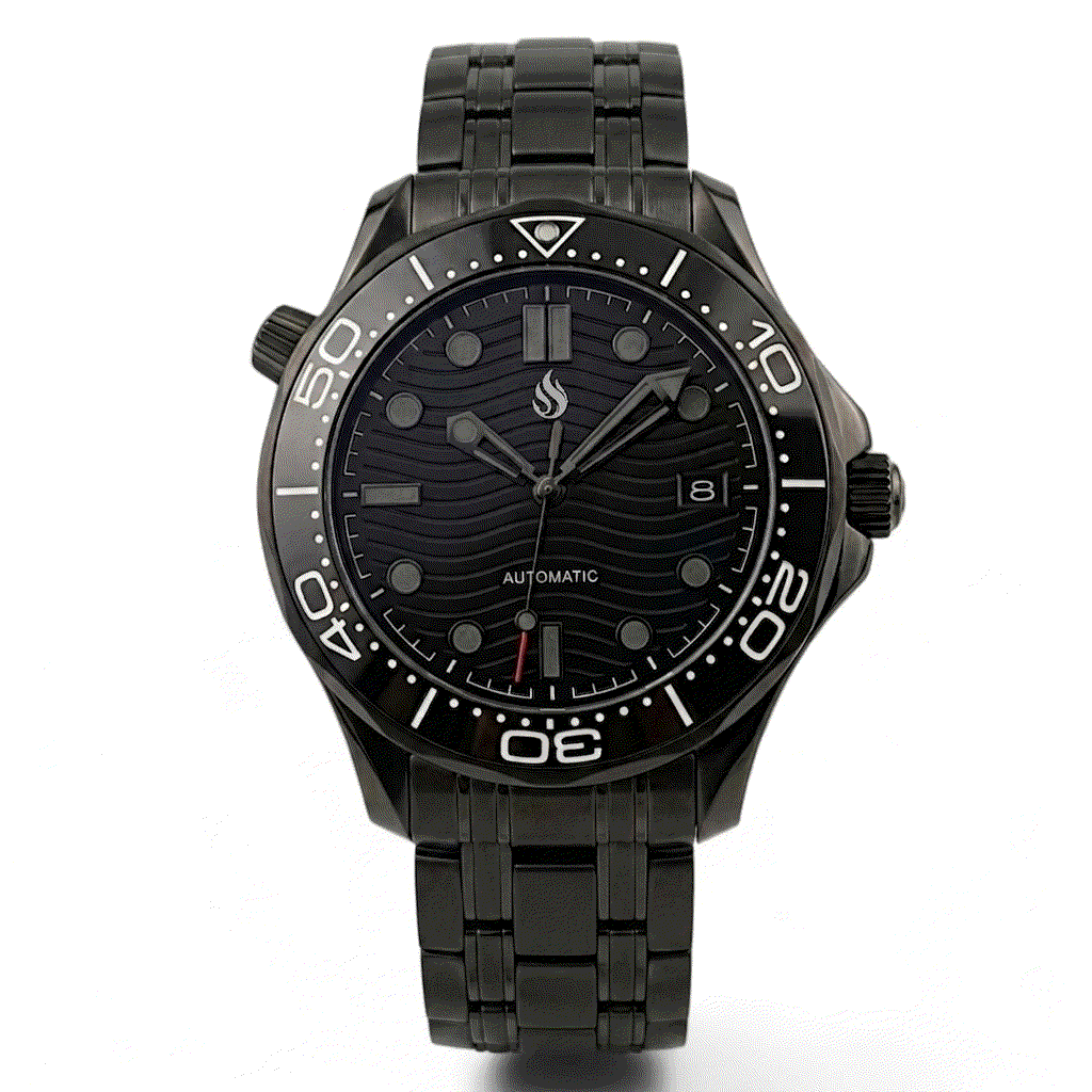 Stealth Black Dial 007 Master Homage Mod Watch - Modtime