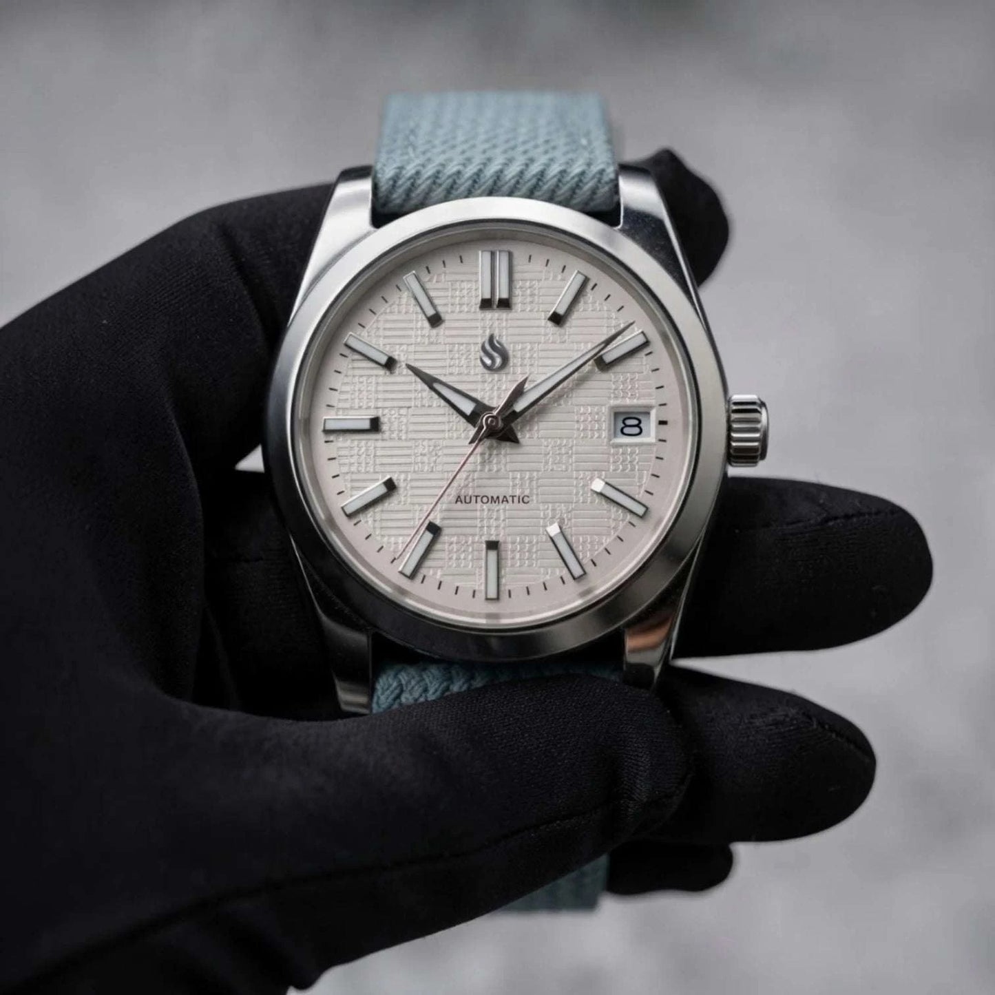 Date Window Silver White Checkered Dial Mod Watch - Modtime Creations