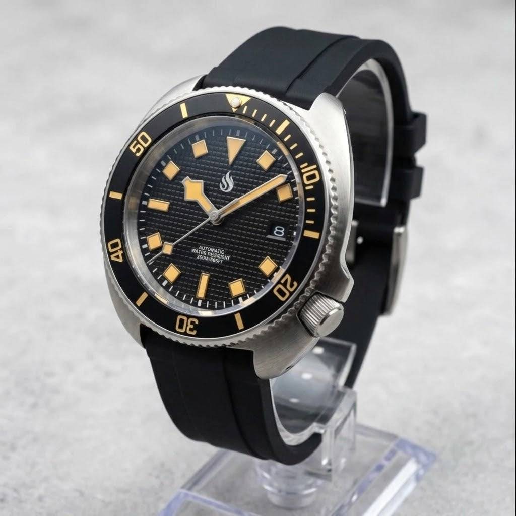 Stealth 44MM Vintage Black Dial "Captain Willard" Turtle Case Mod - Modtime Creations