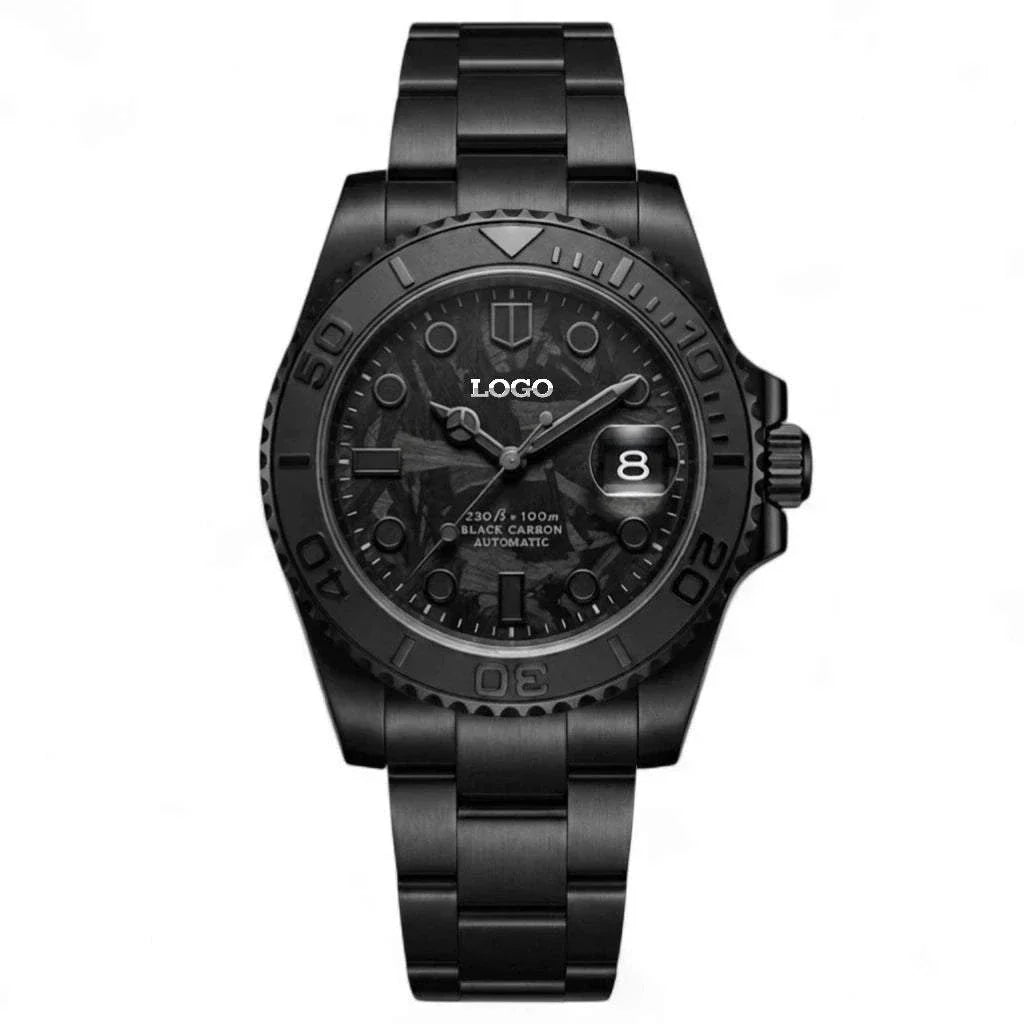 Seiko Mod Yachtmaster Black Carbon Fiber Stealth Diver - Modtime Creations