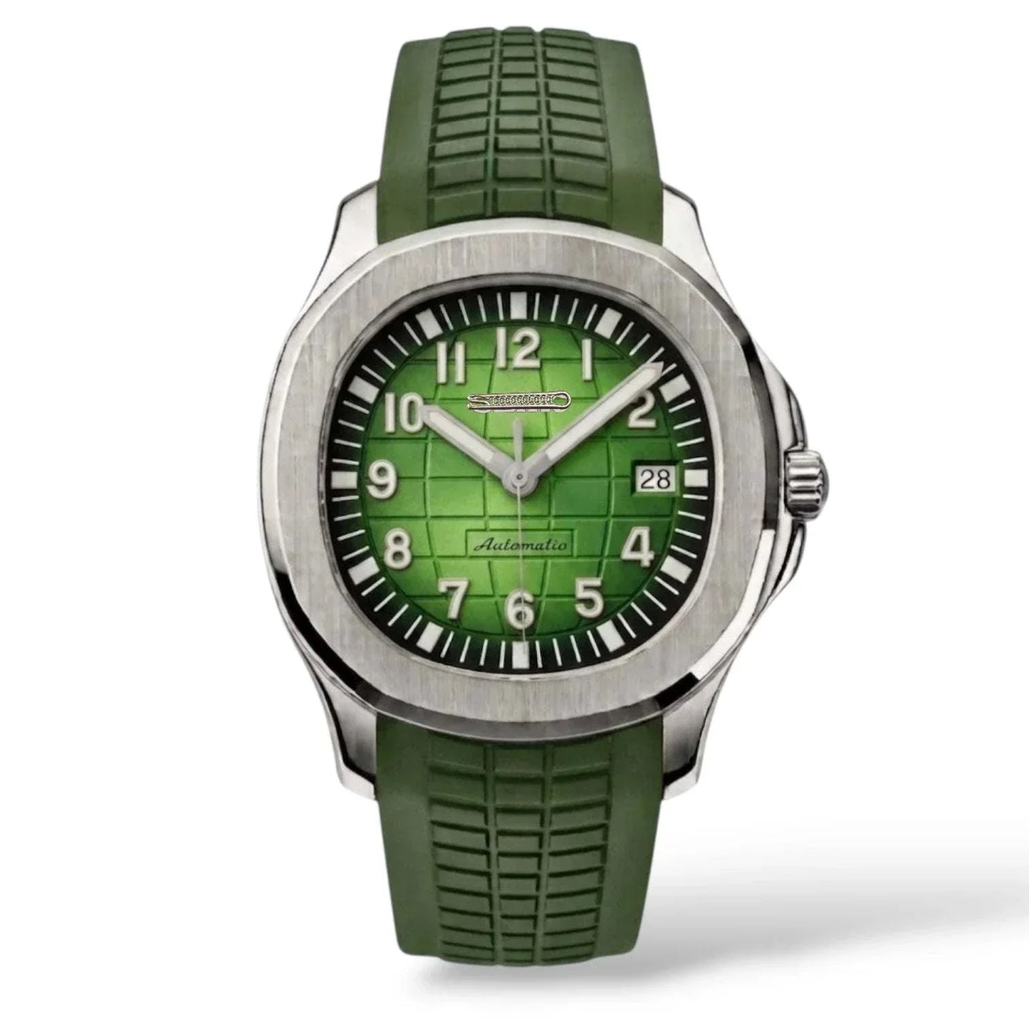 Seiko mod watches aquanaut Silver case green dial built by Modtime Creations 