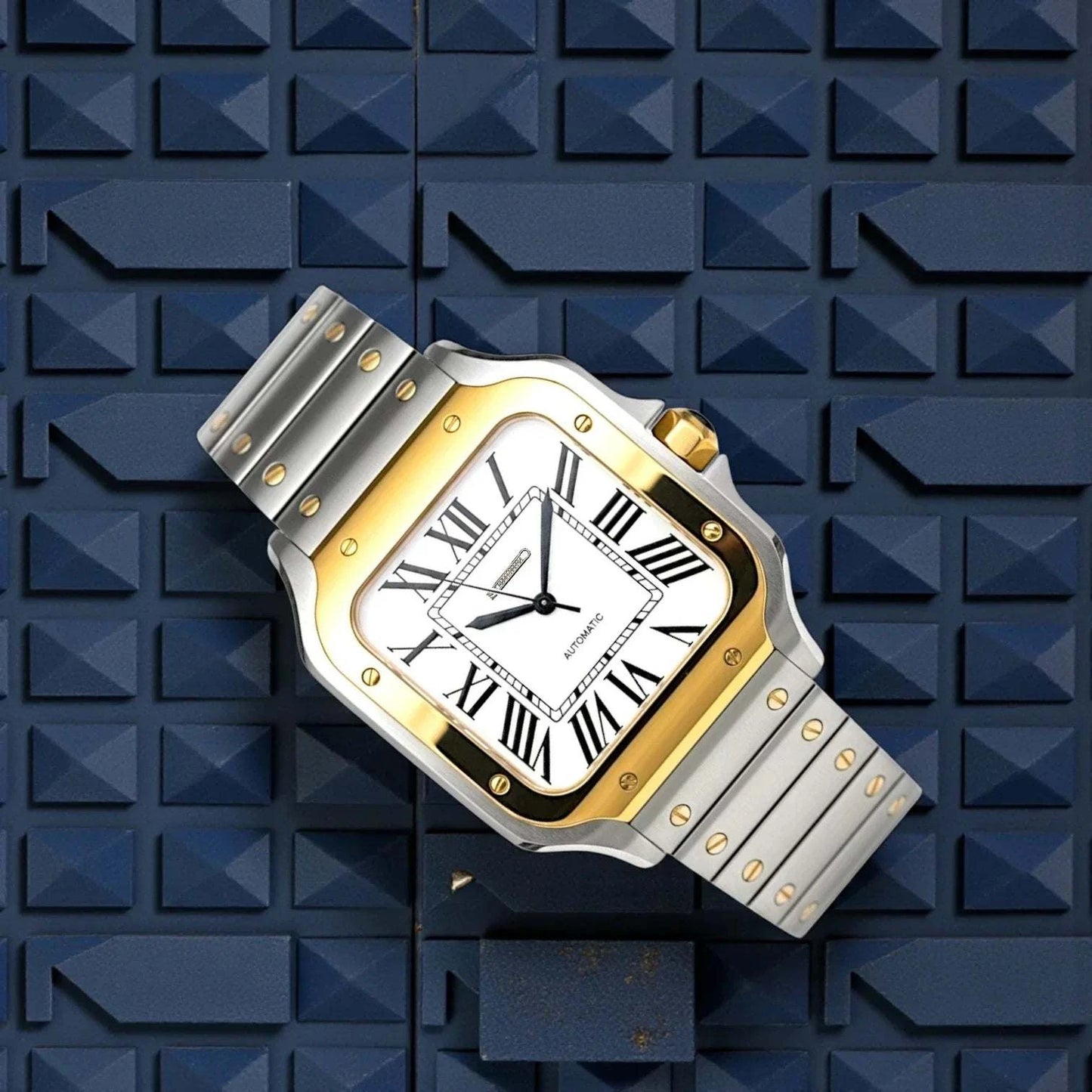 Santeiko Seiko Mod two-tone white dial watch with stainless steel case and sapphire glass by Modtime Creations