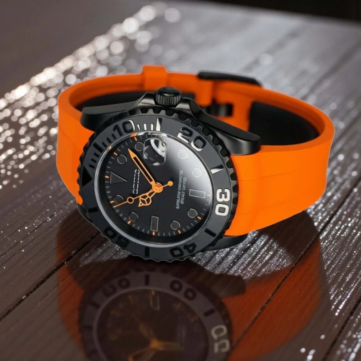 Seiko Mod Black Orange YachtMaster Diver at Modtime Creations