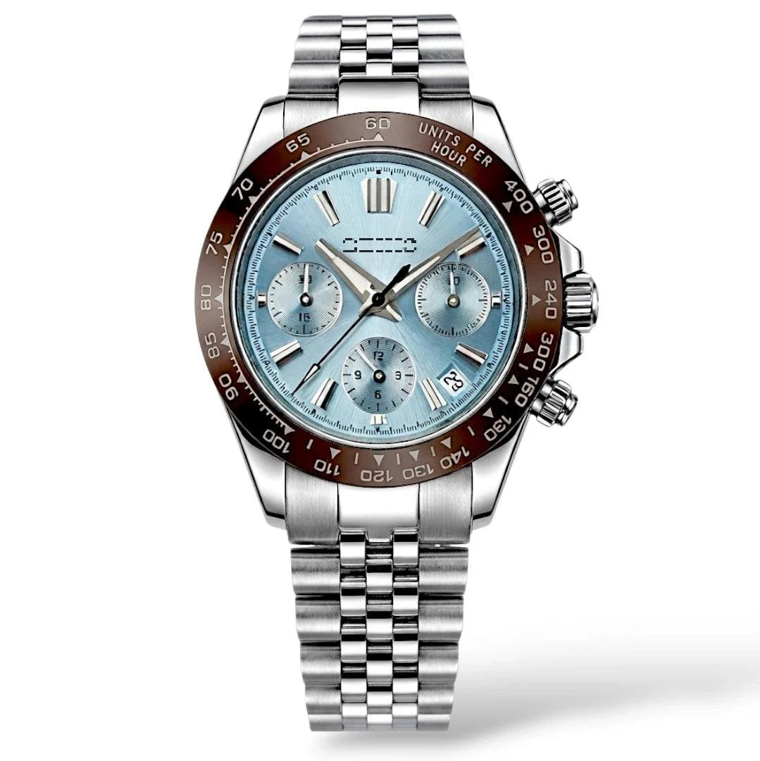 Seiko Mod Watches Daytona Grand Seiko Dial Fusion Mod with Light Blue dial and brownbl bezel