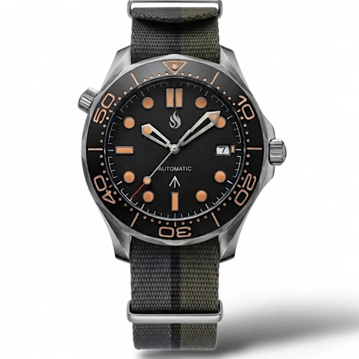 Seiko Mod seamaster James Bond 007 homage black dial luxury watch at Modtime Creations 