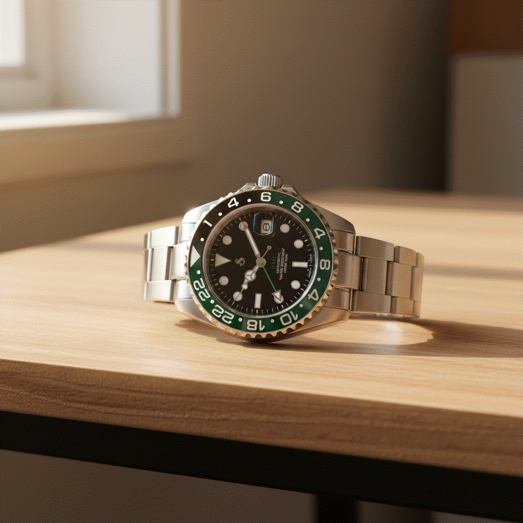 Seikmaster 42mm SKX GMT green black "Sprite" diver mod watch with Japanese NH34 GMT automatic movement and sapphire crystal by Modtime Creations