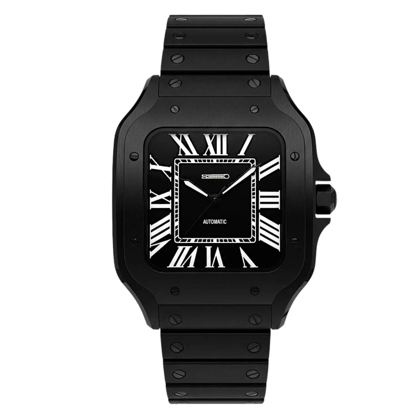 Santeiko Blackout Mod Seiko Mod watch with classic dial and stainless steel case by Modtime Creations