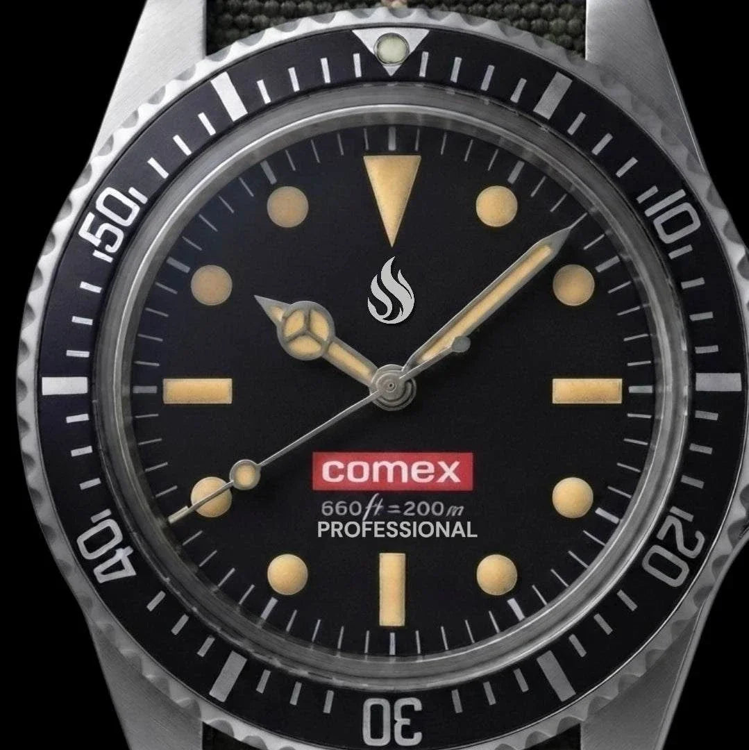 Seiko Mod Submariner Vintage Black Dial Watch with nato strap or stainless steel bracelet by Modtime Creations 