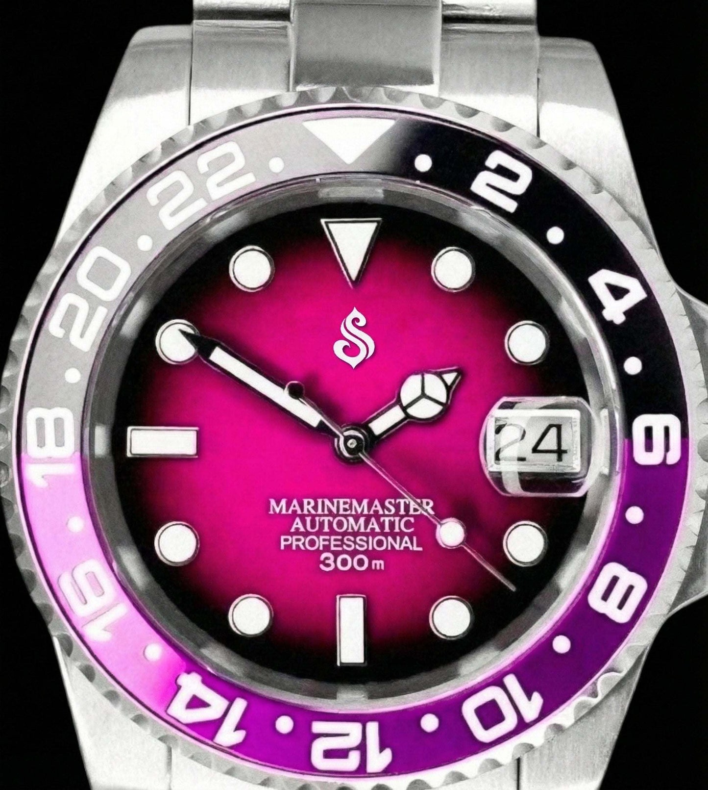 Seiko Mod Submariner Joker " Mod Series - Fuchsia Purple Dial - Modtime with NH35 automatic movement