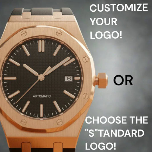 Heritage Oak rose gold Seiko mod watch with black dial and sapphire crystal